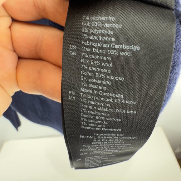 SANDRO “Steven” Preppy Wool Cashmere Sailor Navy White Red V-Neck Sweater S - Picture 14 of 15